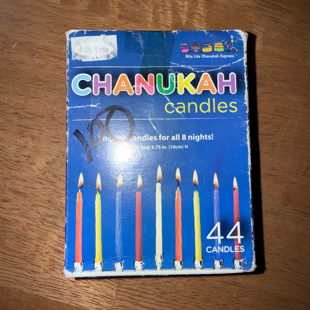 Rite Lite Chanukah Express Candles 44 Count Multicolor Hanukkah Menorah 3.75in